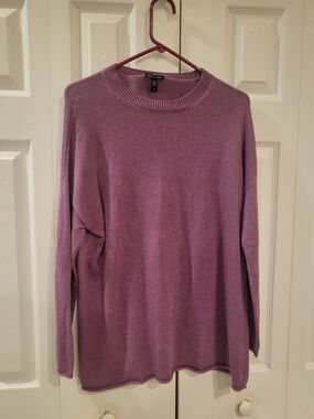Eileen Fisher Purple Organic Linen Jersey Box Top Sweater Size S/P Petite